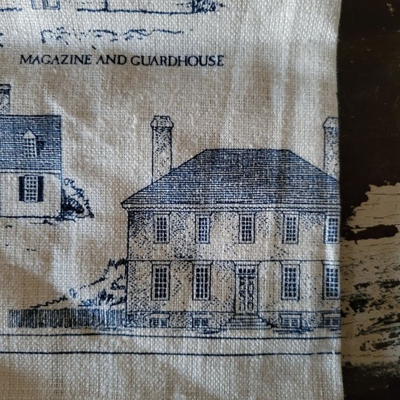 Large Williamsburg Historic Area Buildings Linen Souvenir Tea Towel w/Tag - Picture 5 of 8